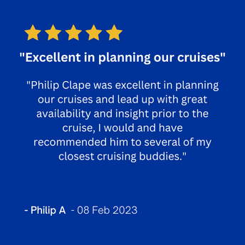 08 Feb 2023 5-star excellent in planning our cruises philip a