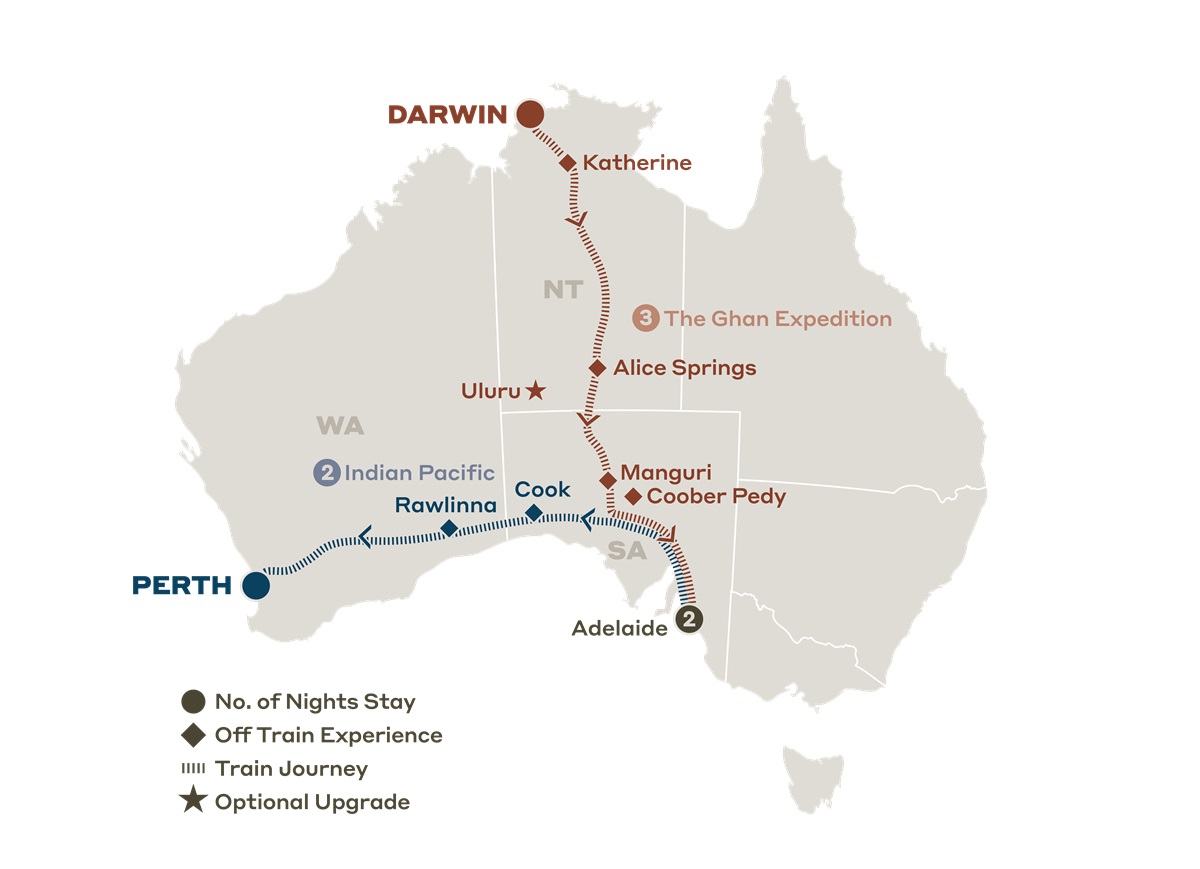 The Ghan Expedition with Indian Pacific Adelaide to Perth