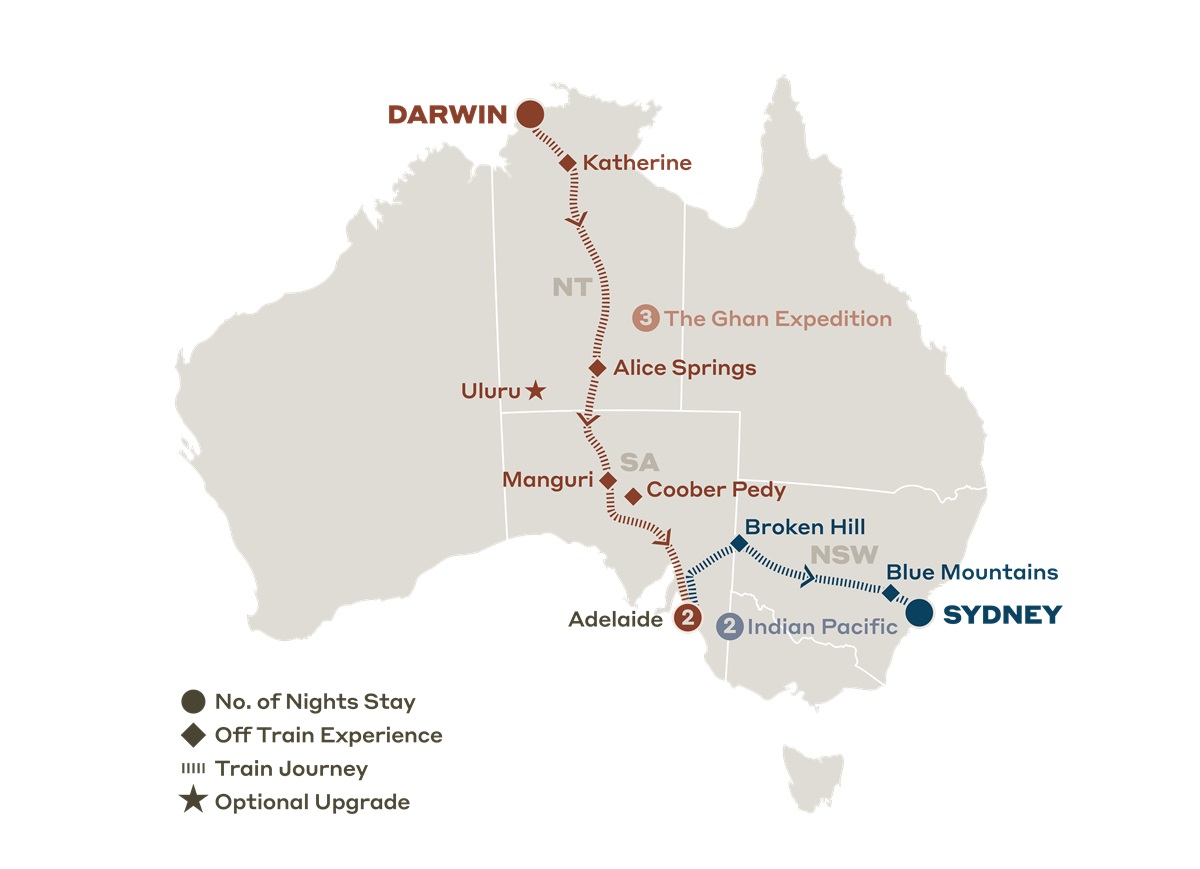 The Ghan Expedition with Indian Pacific Adelaide to Sydney