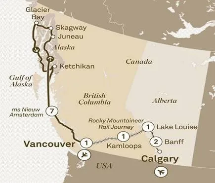 Canadian Castles & Alaska Cruise Map
