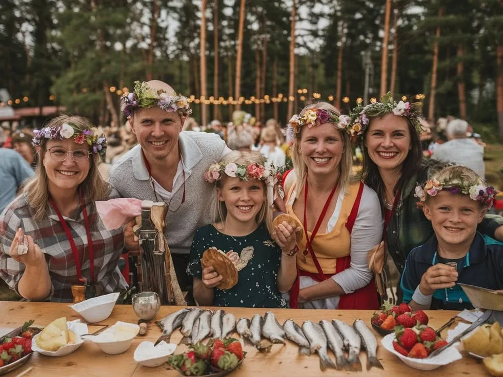 A Photo Of A Group Of People Celebrating Sweden's Midsummer