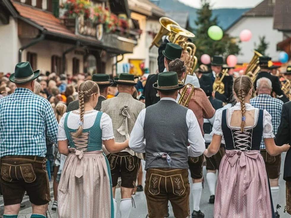 A Photo Of A Traditional Bavarian Parade During Oktoberfest