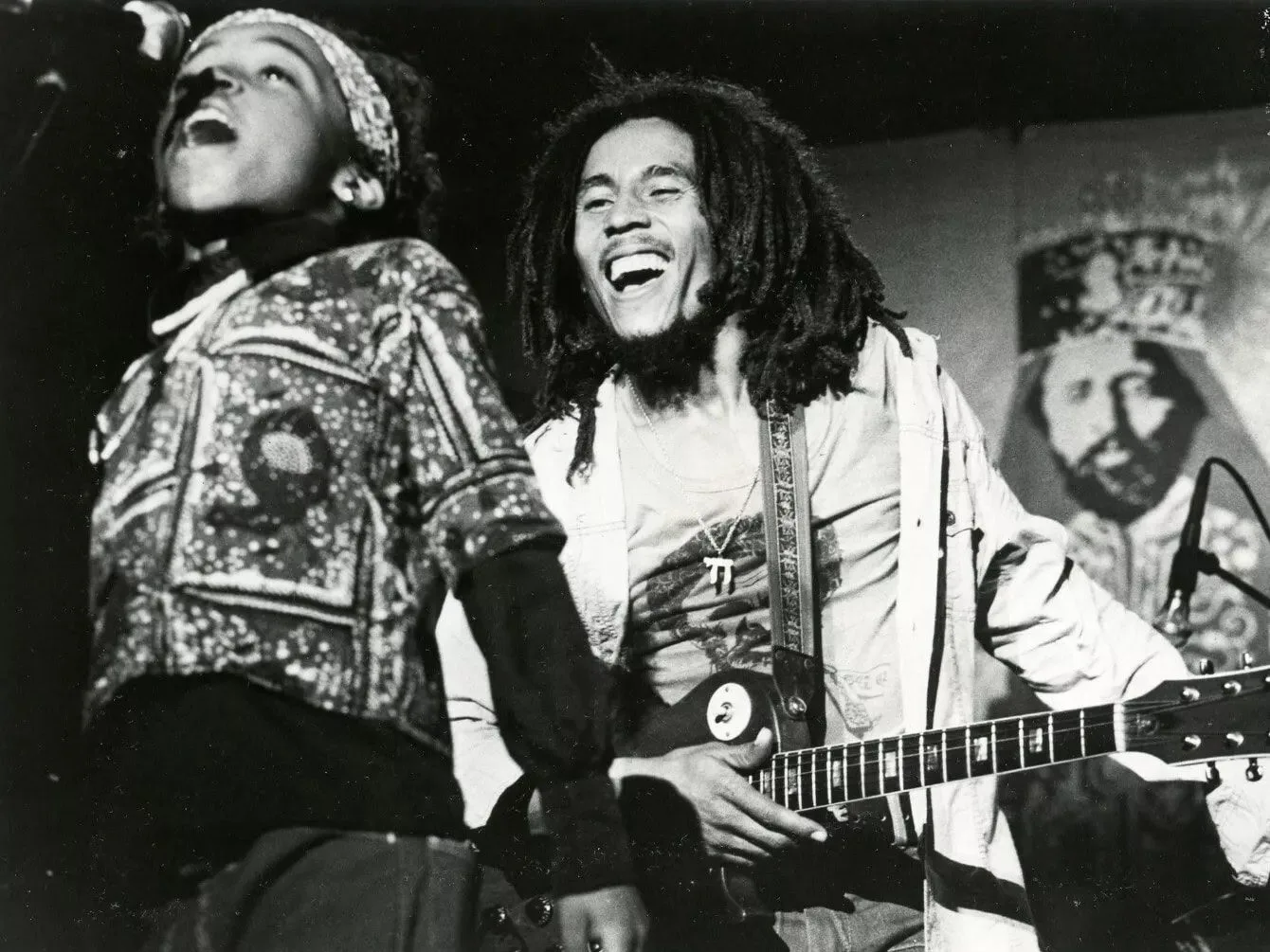 Bob Marley performing in 1976 - Image by David Melhado Distributed by Island Records Public domain via Wikimedia Commons