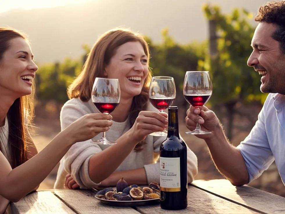 Three Friends Sharing Wine