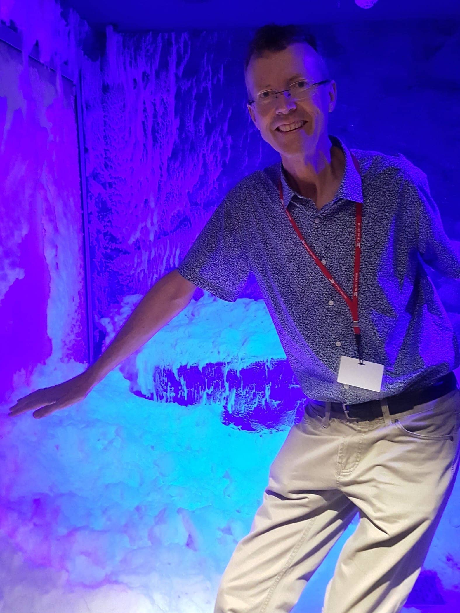 Philip Clape in the Snow Grotto on Viking Cruises