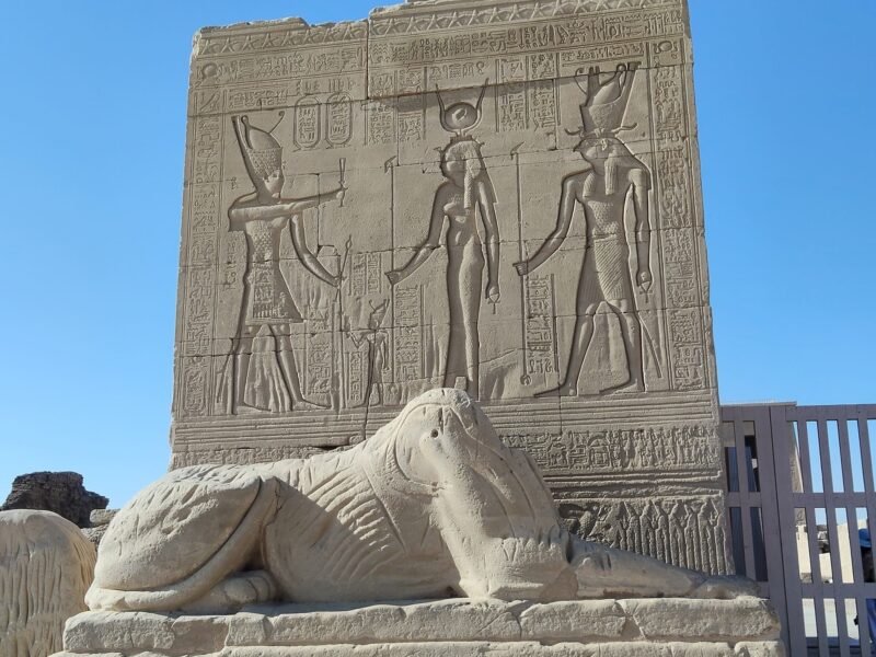 Pharaoh Domitian is depicted making an offering to Hathor and Horus - Image by Holidays Beckon