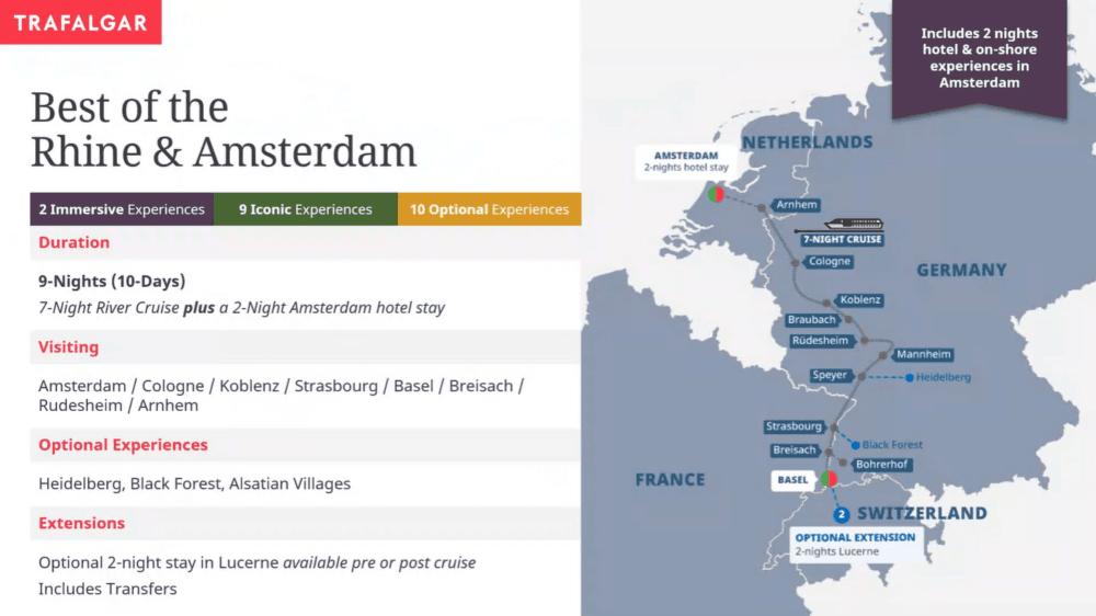 Best of the Rhine and Amsterdam Itinerary Map
